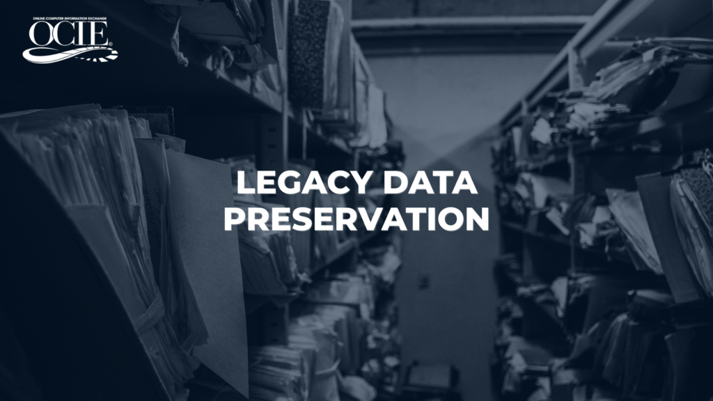 OCIE legacy data preservation during application retirement and sunsetting — physical records representing the risk of unarchived legacy system data