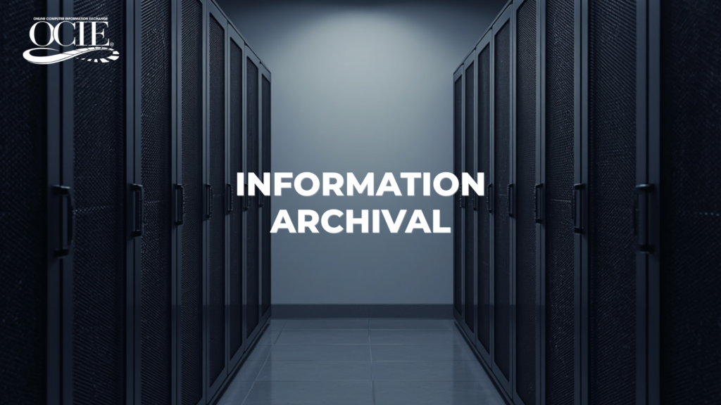 OCIE information archival solution for legacy system decommissioning — server room visual representing long-term data access and retention